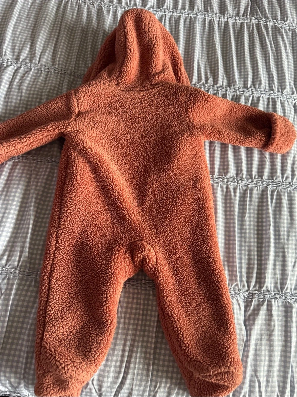 Carter's Rust Orange Sherpa Hooded Footed One-Piece with Bear Ears